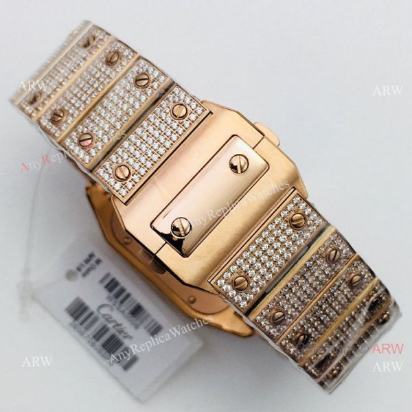 Best Copy Cartier Santos 100 Diamond Watch White Dial With Roman Markers Best Copy Cartier Santos 100 Diamond Watch White Dial With Roman Markers