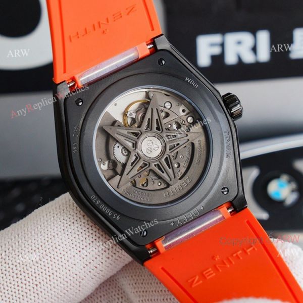 Swiss Grade Zenith Defy Classic Skeleton Dial Orange Rubber Strap High End Replica Watch Swiss Grade Zenith Defy Classic Skeleton Dial Orange Rubber Strap High End Replica Watch