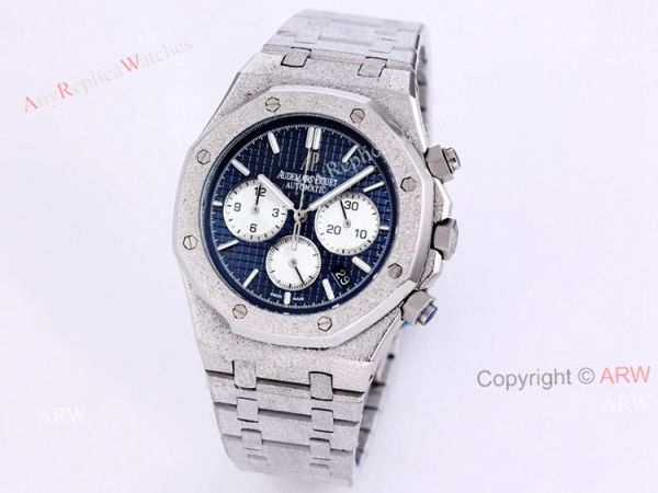 New Audemars Piguet Royal Oak Frosted Gold Chronograph Watch 41mm Black Dial Stainless Steel Bracelet Replica New Audemars Piguet Royal Oak Frosted Gold Chronograph Watch 41mm Black Dial Stainless Steel Bracelet Replica