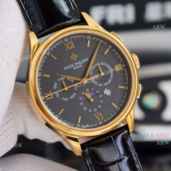 Swiss Replica Patek Philippe Moonphase Gold Grand Complications 9100 Automatic Watch White Face Swiss Replica Patek Philippe Moonphase Gold Grand Complications 9100 Automatic Watch White Face