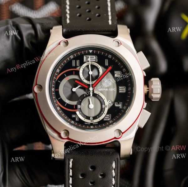 New Tag Heuer Carrera MP4-12C Chronograph Watch Black Dial Brown Leather Strap New Tag Heuer Carrera MP4-12C Chronograph Watch Black Dial Brown Leather Strap