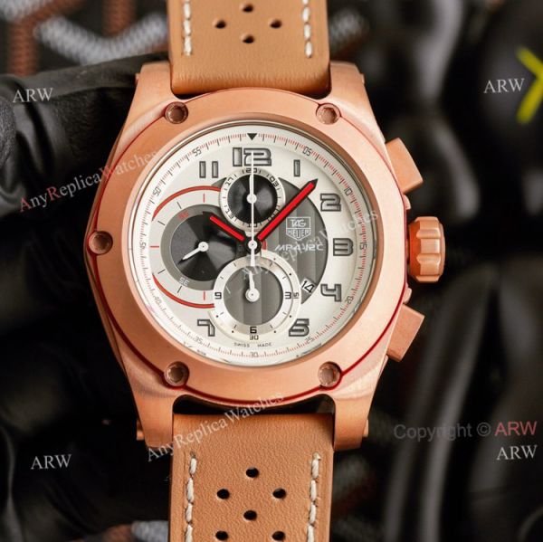 New Tag Heuer MP4-12C Chronograph Knockoff Watch Rose Gold Brown Leather Strap New Tag Heuer MP4-12C Chronograph Knockoff Watch Rose Gold Brown Leather Strap