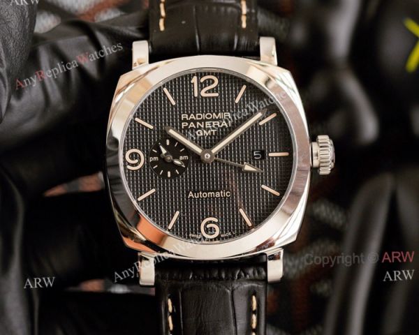 All Black Panerai Radiomir GMT Automatic Watch 45mm Brown Leather Strap High Copy All Black Panerai Radiomir GMT Automatic Watch 45mm Brown Leather Strap High Copy