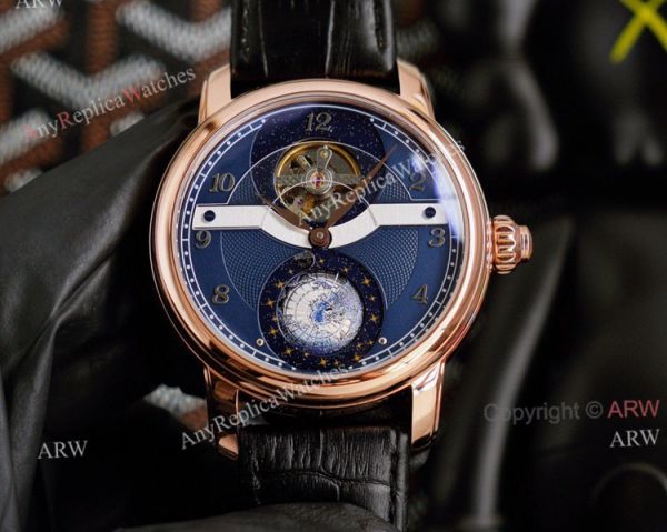Automatic Montblanc Tourbillon Geosphere Rose Gold Replica Watch Brown Leather Strap For Men Automatic Montblanc Tourbillon Geosphere Rose Gold Replica Watch Brown Leather Strap For Men