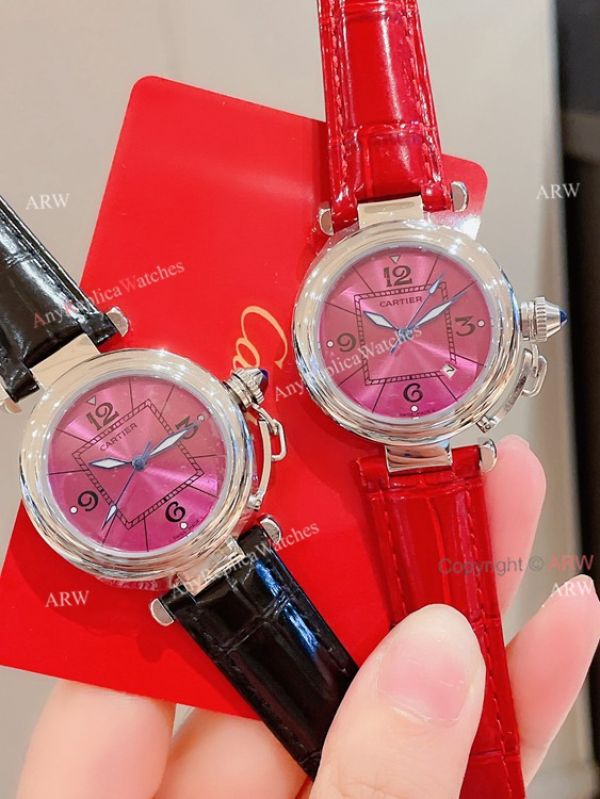 Knockoff Ladies Cartier Pasha Watch Fuchsia Dial Fuchsia Leather Strap Knockoff Ladies Cartier Pasha Watch Fuchsia Dial Fuchsia Leather Strap