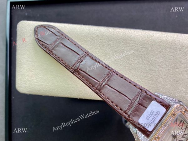 Swiss Quality Iced Out Cartier Santos de Watch Two Tone Rose Gold Sapphire Crystal Swiss Quality Iced Out Cartier Santos de Watch Two Tone Rose Gold Sapphire Crystal