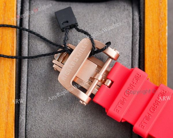 (RM Factory) Knockoff Richard Mille Rm010 Rose Gold Skeleton Watch Red Rubber Strap (RM Factory) Knockoff Richard Mille Rm010 Rose Gold Skeleton Watch Red Rubber Strap