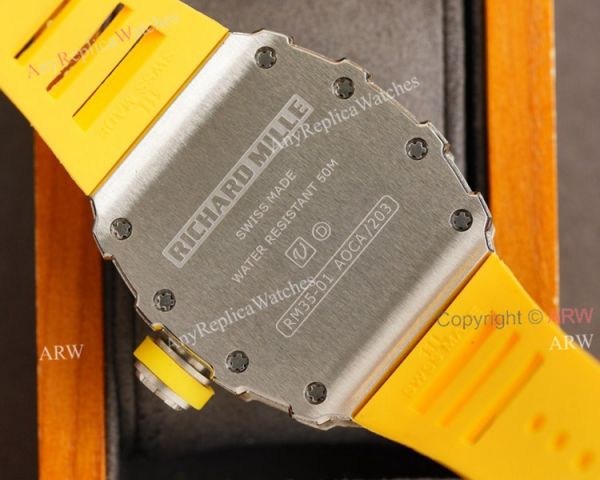 (RM Factory) Clone Richard Mille RM035-01 Orange Rubber Strap Knockoff Watch With Diamonds (RM Factory) Clone Richard Mille RM035-01 Orange Rubber Strap Knockoff Watch With Diamonds