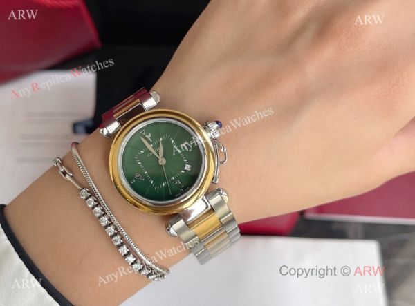 Replica Cartier Pasha Deep Green Dial 2-Tone Gold Watch With Arabic Markers Replica Cartier Pasha Deep Green Dial 2-Tone Gold Watch With Arabic Markers