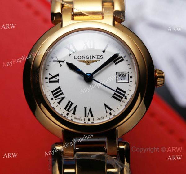 Swiss Quartz Longines PrimaLuna Replica Watches All Gold White Face Swiss Quartz Longines PrimaLuna Replica Watches All Gold White Face