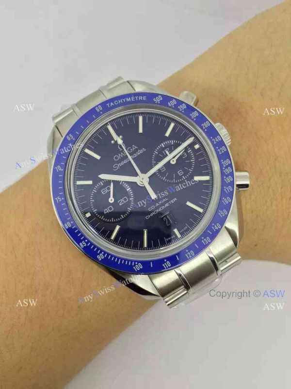 Copy Swiss Omega Speedmaster Watch SS Blue Chronograph 9300 Copy Swiss Omega Speedmaster Watch SS Blue Chronograph 9300