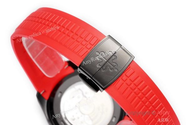 Swiss 1:1 Copy Patek Philippe Aquanaut Cal324 Watch Carbon Case Red Rubber Strap Swiss 1:1 Copy Patek Philippe Aquanaut Cal324 Watch Carbon Case Red Rubber Strap