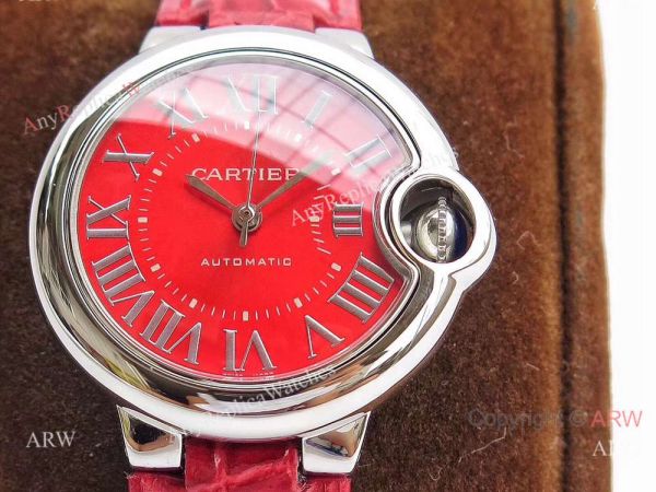 Swiss Ballon Bleu Cartier Watch Copy SS Red Dial Automatic 33mm Swiss Ballon Bleu Cartier Watch Copy SS Red Dial Automatic 33mm
