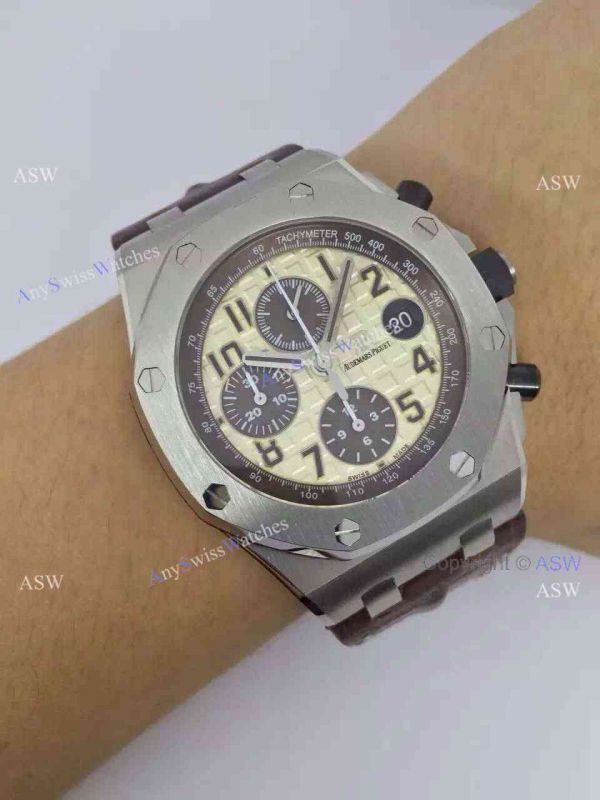 Fake Audemars Piguet Watch SS Yellow Dial Brown Leather Swiss AP Fake Audemars Piguet Watch SS Yellow Dial Brown Leather Swiss AP