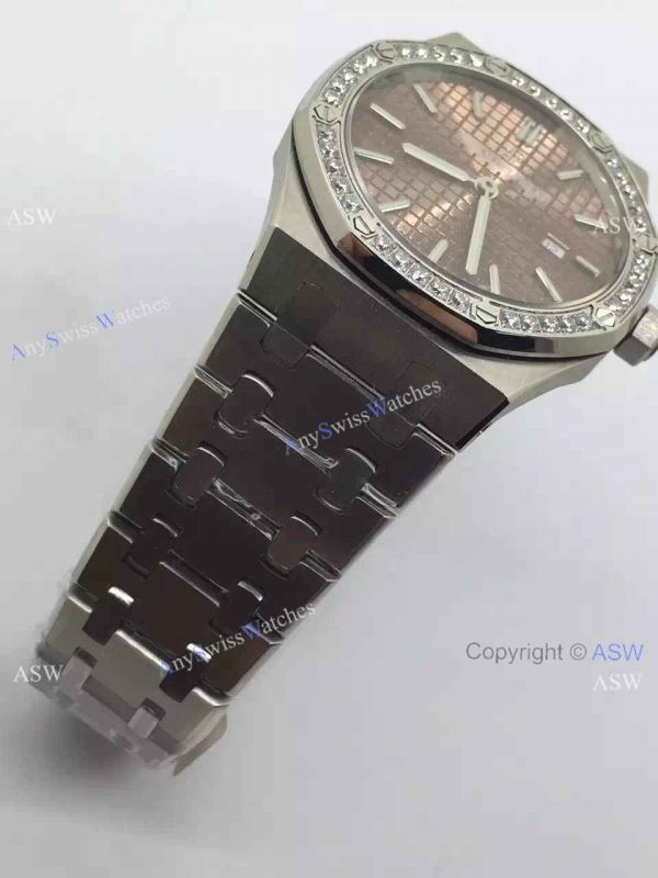 Swiss Fake Audemars Piguet Royal Oak Diamond Bezel Brown Dial Watch Swiss Fake Audemars Piguet Royal Oak Diamond Bezel Brown Dial Watch