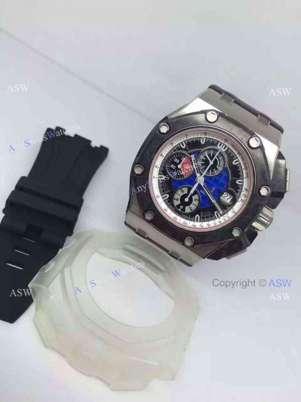 High Quality Copy Audemars Piguet Grand Prix Blue Face Black Rubber Swiss Mens Watch High Quality Copy Audemars Piguet Grand Prix Blue Face Black Rubber Swiss Mens Watch