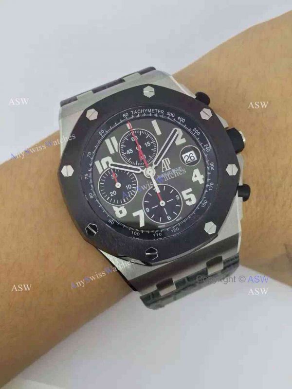 Replica Audemars Piguet Watch Stainless Steel Gray Dial Black Case Black Leather Replica Audemars Piguet Watch Stainless Steel Gray Dial Black Case Black Leather