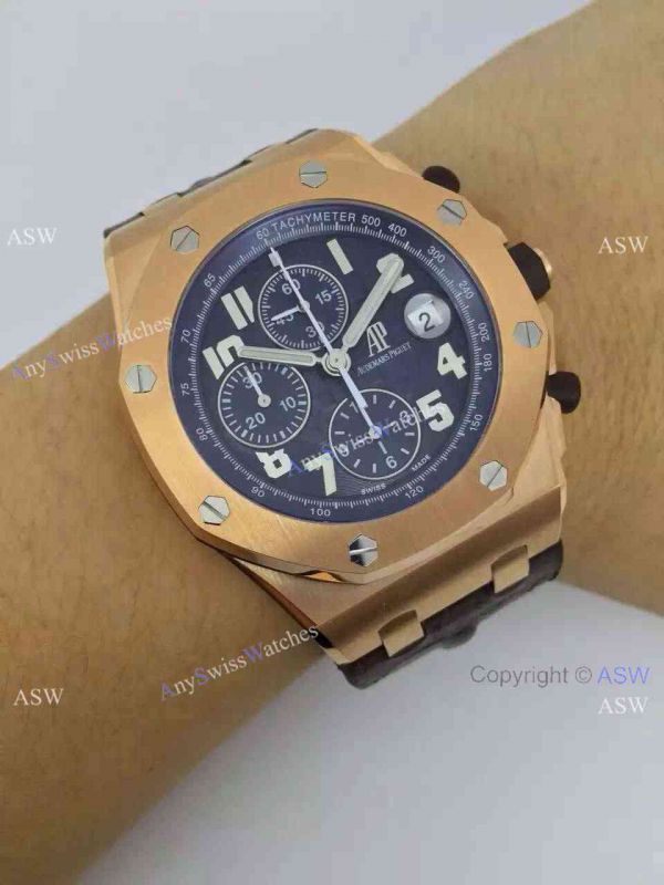 Replica Swiss Audemars Piguet Watch Rose Gold Case Black Leather Watch Strap Replica Swiss Audemars Piguet Watch Rose Gold Case Black Leather Watch Strap