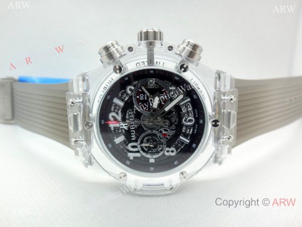 Best Quality Big Bang Unico Sapphire Hublot Clear Watch Gray Rubber Strap Best Quality Big Bang Unico Sapphire Hublot Clear Watch Gray Rubber Strap