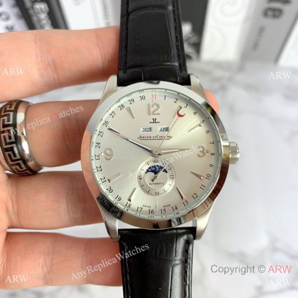 Copy Jaeger-LeCoultre Master Calendar Watch Silver Face Black Leather strap Copy Jaeger-LeCoultre Master Calendar Watch Silver Face Black Leather strap