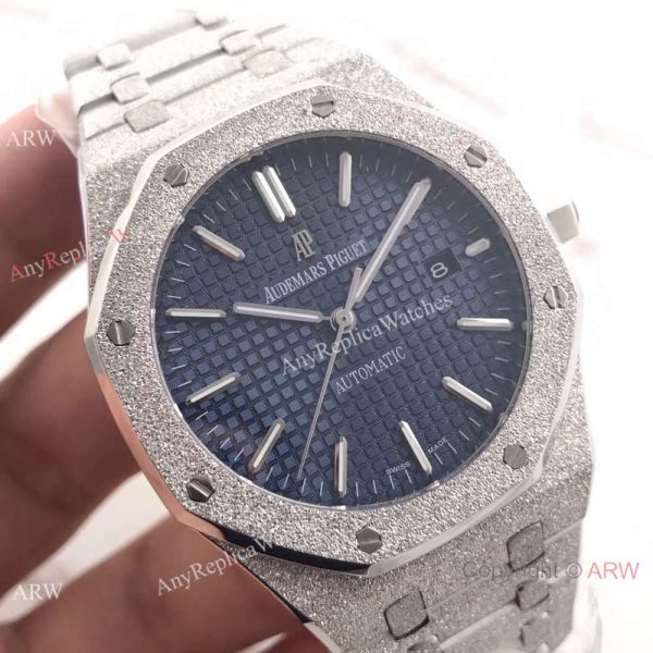 JF Factory Newest Audemars Piguet Replica Royal Oak SS Frosted 41mm Blue Dial Watch JF Factory Newest Audemars Piguet Replica Royal Oak SS Frosted 41mm Blue Dial Watch