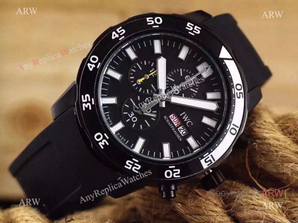 New Replica IWC Aquatimer Chronograph Watch Black Case Rubber Strap New Replica IWC Aquatimer Chronograph Watch Black Case Rubber Strap