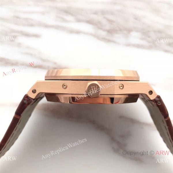 Audemars Piguet Royal Oak Perpetual Calendar Replica Watch Rose Gold Brown Leather Strap Audemars Piguet Royal Oak Perpetual Calendar Replica Watch Rose Gold Brown Leather Strap