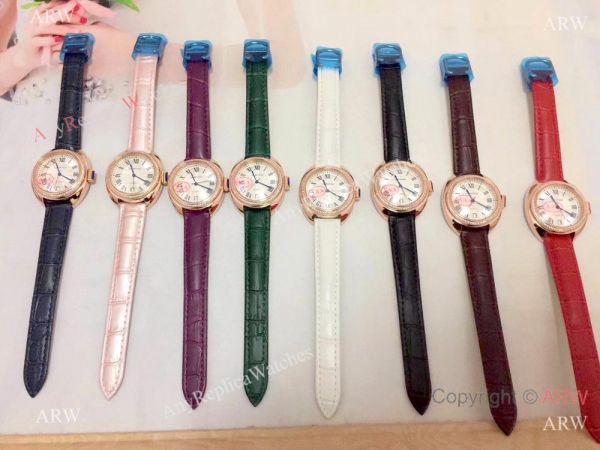 Fake Cle de Cartier Roman Dial Rose Gold Diamond watch Women Size Fake Cle de Cartier Roman Dial Rose Gold Diamond watch Women Size