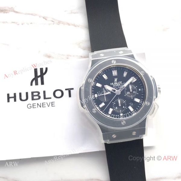 Replica Hublot Big Bang 4100 Black Steel 44mm Watch Black Bezel Replica Hublot Big Bang 4100 Black Steel 44mm Watch Black Bezel