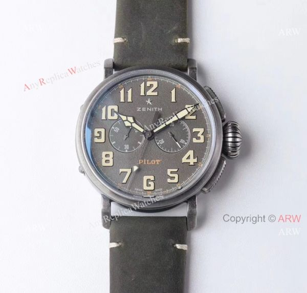 AAA Swiss Grade Replica Zenith Pilot Type 20 Extra Special Chronograph Dial Green Leather Band Watch AAA Swiss Grade Replica Zenith Pilot Type 20 Extra Special Chronograph Dial Green Leather Band Watch