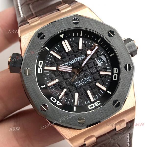Swiss Grade Replica Audemars Piguet Divers 3120 Watch Rose Gold Black Bezel Swiss Grade Replica Audemars Piguet Divers 3120 Watch Rose Gold Black Bezel