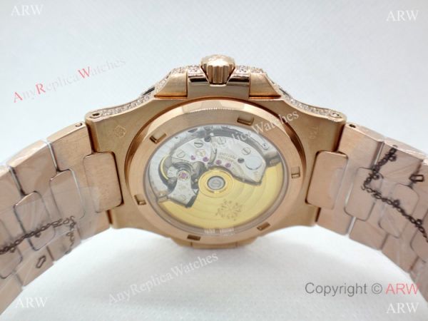 Highest Quality Patek Philippe 5719 Nautilus Jumbo Watch Rose Gold Full Diamond Highest Quality Patek Philippe 5719 Nautilus Jumbo Watch Rose Gold Full Diamond