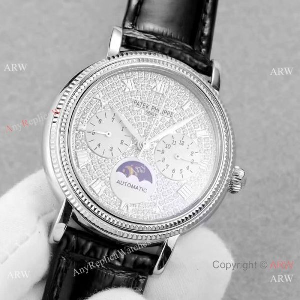 Fake Patek Philippe Complications SS Diamond dial Watch Swiss 9100 Fake Patek Philippe Complications SS Diamond dial Watch Swiss 9100