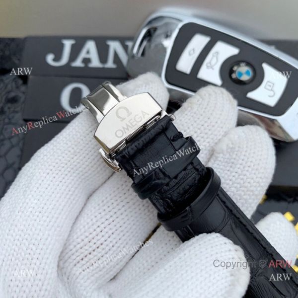 Clone Omega De Ville SS Black Leather Strap Watches 42mm Clone Omega De Ville SS Black Leather Strap Watches 42mm