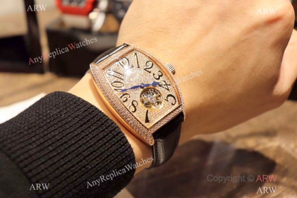New Franck Muller Tourbillon Rose Gold Iced Out Diamonds Watch New Franck Muller Tourbillon Rose Gold Iced Out Diamonds Watch