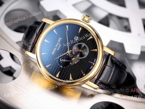 Patek Philippe geneve Calatrava Watch Gold Case Black Face Patek Philippe geneve Calatrava Watch Gold Case Black Face