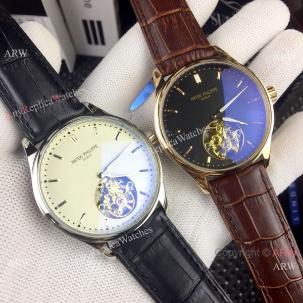 Replica Patek Philippe Tourbillon Calatrava Men Watches SS Black Dial Replica Patek Philippe Tourbillon Calatrava Men Watches SS Black Dial