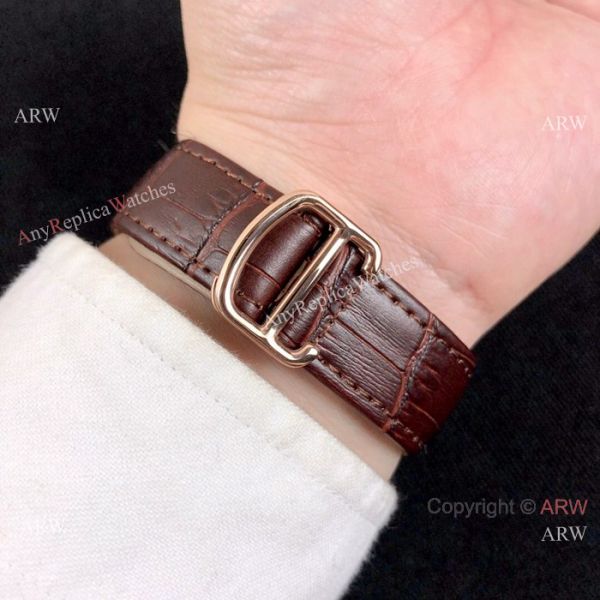 Copy Rotonde de Cartier Moonphase Watches Rose Gold Leather Strap Copy Rotonde de Cartier Moonphase Watches Rose Gold Leather Strap