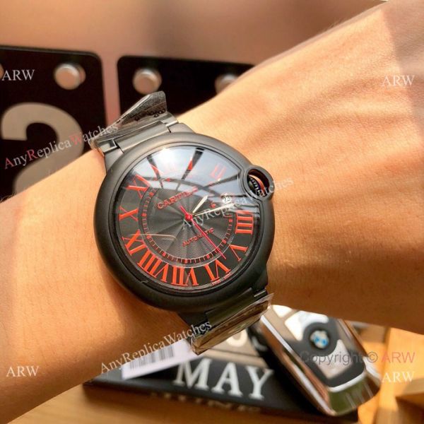 Replica Cartier Ballon Bleu Cartier 42mm PVD Black Dial Watch Swiss 8215 Replica Cartier Ballon Bleu Cartier 42mm PVD Black Dial Watch Swiss 8215