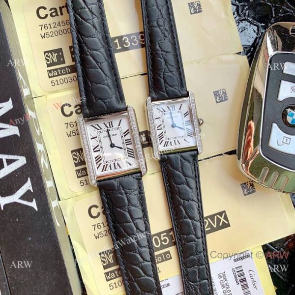 New Copy Cartier Tank Solo Watches Gold Case Diamond Bezel New Copy Cartier Tank Solo Watches Gold Case Diamond Bezel