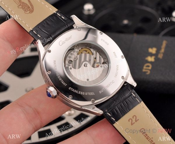 New Copy Cartier Drive de Moonphase Watch White Dial Black Leather Band New Copy Cartier Drive de Moonphase Watch White Dial Black Leather Band
