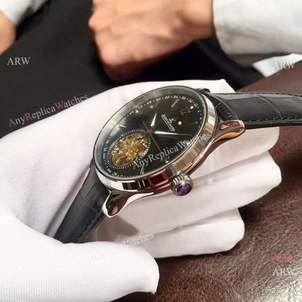 Jaeger-LeCoultre Tourbillon Silver Dial Black Leather Strap 42mm Watch Jaeger-LeCoultre Tourbillon Silver Dial Black Leather Strap 42mm Watch