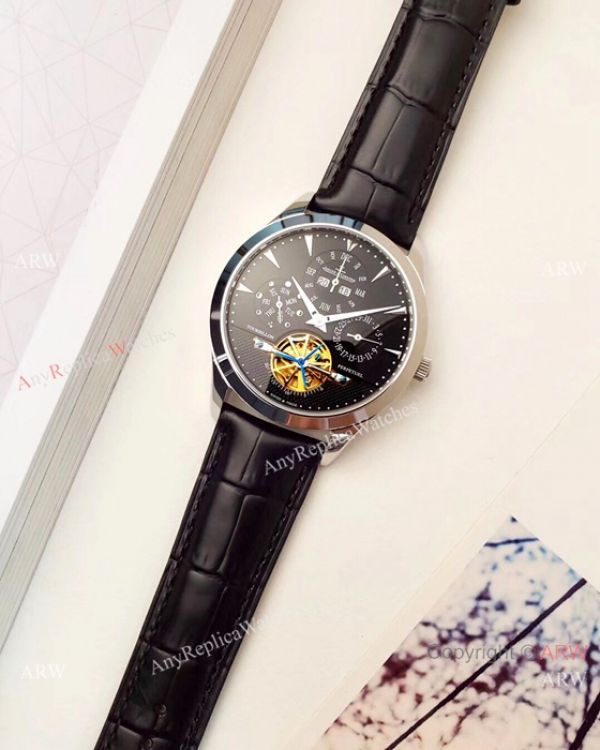 Jaeger-LeCoultre Perpetual Calendar Copy Watches SS Black Dial Jaeger-LeCoultre Perpetual Calendar Copy Watches SS Black Dial