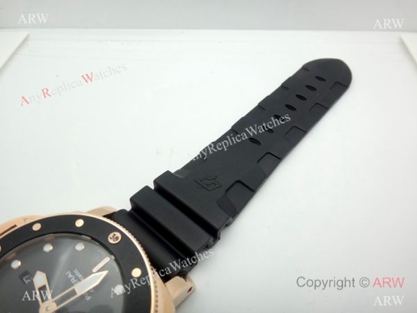 Panerai Submersible Rubber Strap PAM684 Copy Watch Rose Gold Black Bezel Panerai Submersible Rubber Strap PAM684 Copy Watch Rose Gold Black Bezel