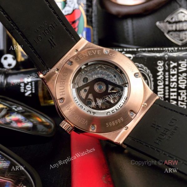 Iced Out Hublot Classic Fusion Watch Replica Rose Gold Gray Gummy Strap Iced Out Hublot Classic Fusion Watch Replica Rose Gold Gray Gummy Strap