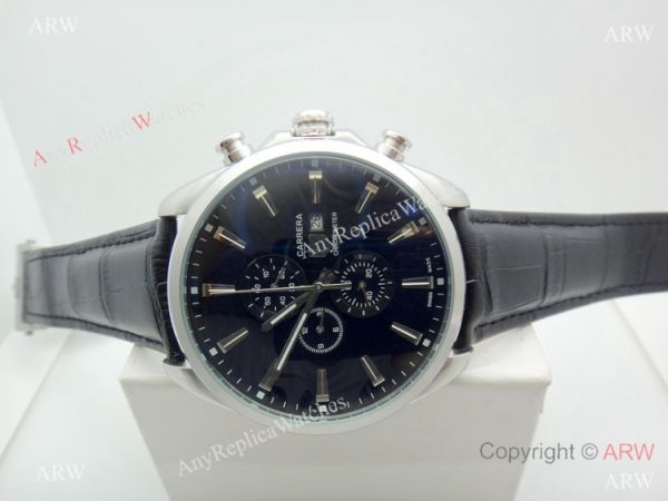 Copy Tag Heuer Carrera Chronograph Watch SS Black Leather Strap Copy Tag Heuer Carrera Chronograph Watch SS Black Leather Strap