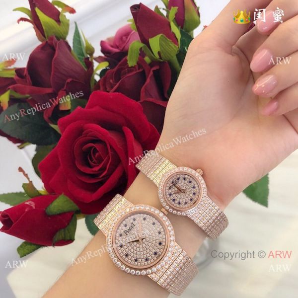 Swiss Grade Copy Piaget Polo Diamond Rose Gold Watch Ladies size Swiss Grade Copy Piaget Polo Diamond Rose Gold Watch Ladies size