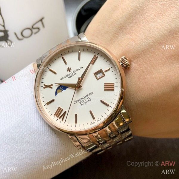 Top Grade Vacheron Constantin Moon phase Watch 2-Tone Rose Gold 40mm Top Grade Vacheron Constantin Moon phase Watch 2-Tone Rose Gold 40mm