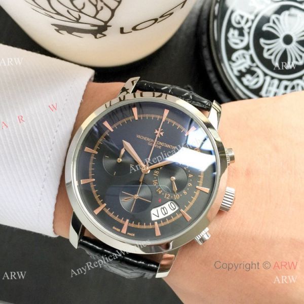 Best Copy Vacheron Constantin Chronograph Watch Silver Dial Black Leather strap Best Copy Vacheron Constantin Chronograph Watch Silver Dial Black Leather strap