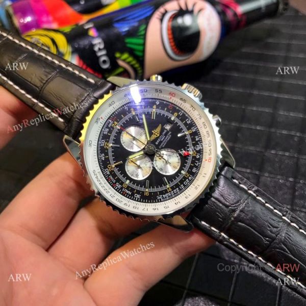 Copy Breitling Navitimer world GMT Chrono Watch Blue Dial Blue Leather Strap Copy Breitling Navitimer world GMT Chrono Watch Blue Dial Blue Leather Strap